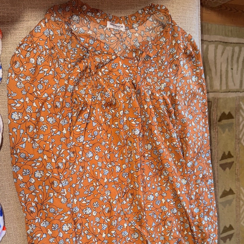 Hotouch Orange Floral Blouse